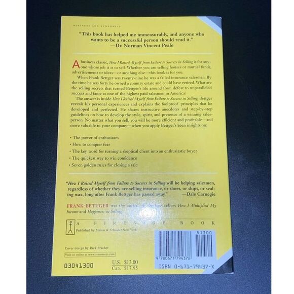 How I Raised Myself from Failure to Success in Selling by Frank Bettger Books - Picture 4 of 4